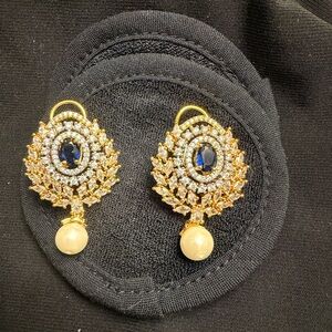 Elegant Gold and Blue Earrings